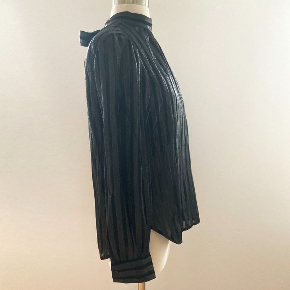 NWT: J.CREW Metallic chiffon mockneck top, Black, XS - Picture 5 of 14